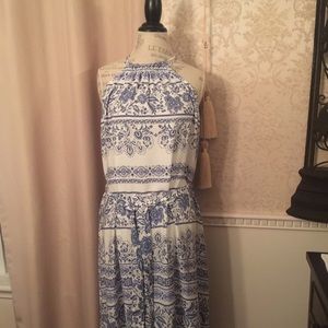 LOFT Blue and white maxi dress